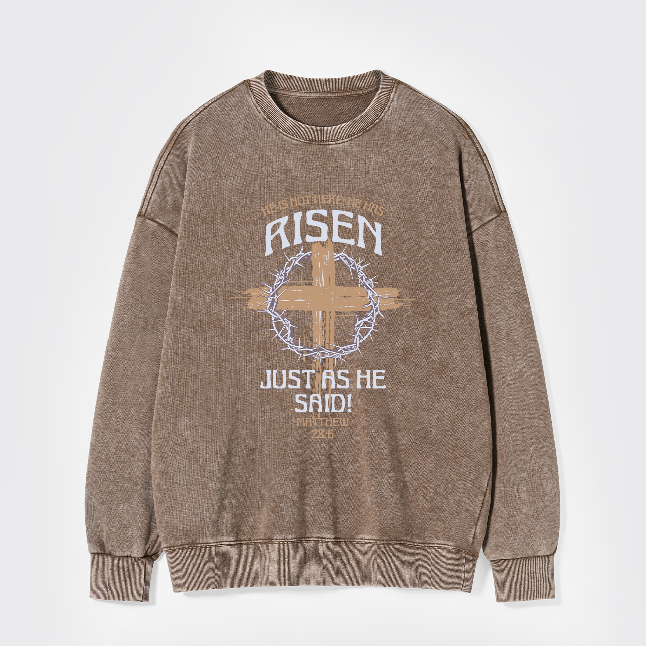 Retro He Is Not Here He Is Risen Washed Sweatshirts