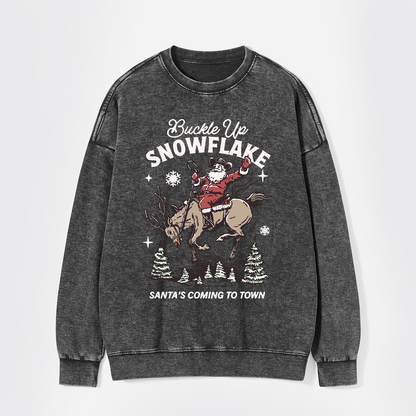 Retro Christmas Cowboy Santa Washed Sweatshirts