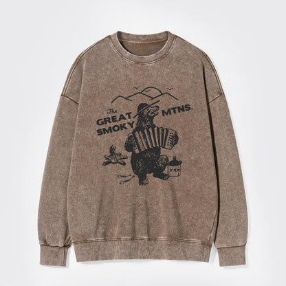 Smoky Bluegrass Grizzly Bear Washed Sweatshirts