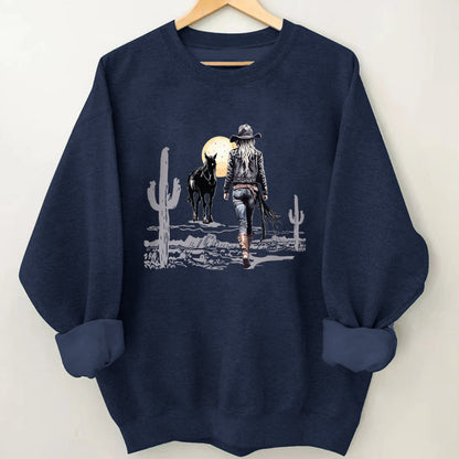 Cowgirl in the western desert Sweatshirt