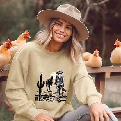 Cowgirl in the western desert Sweatshirt