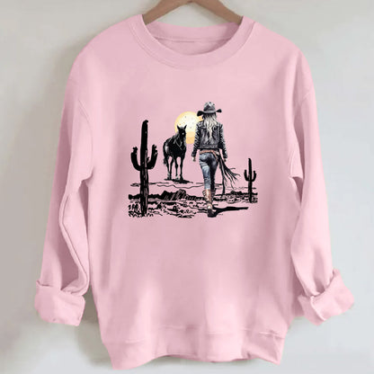 Cowgirl in the western desert Sweatshirt