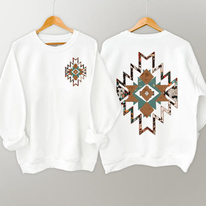 Cowboy Aztec Double Sided Printing Sweatshirt