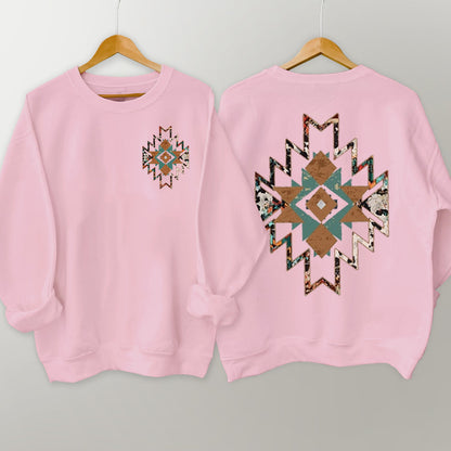 Cowboy Aztec Double Sided Printing Sweatshirt