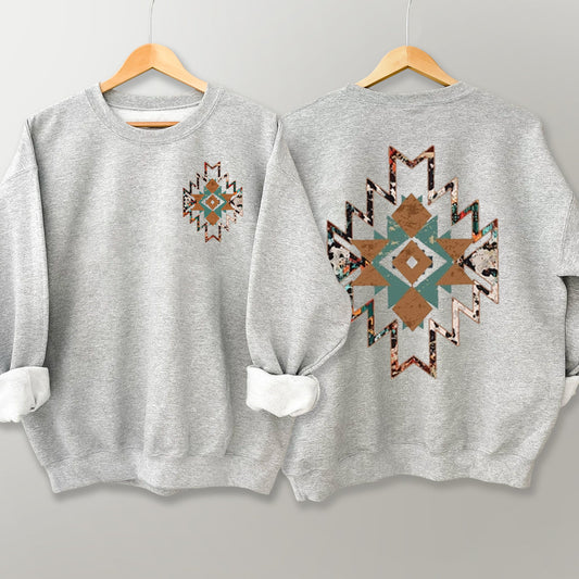 Cowboy Aztec Double Sided Printing Sweatshirt