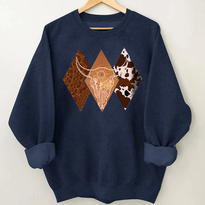 Cowboy Boho Bull Skull Sweatshirt