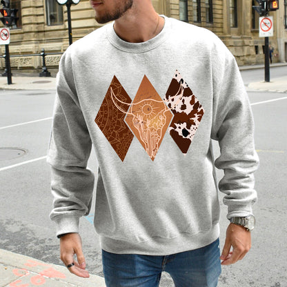 Cowboy Boho Bull Skull Sweatshirt