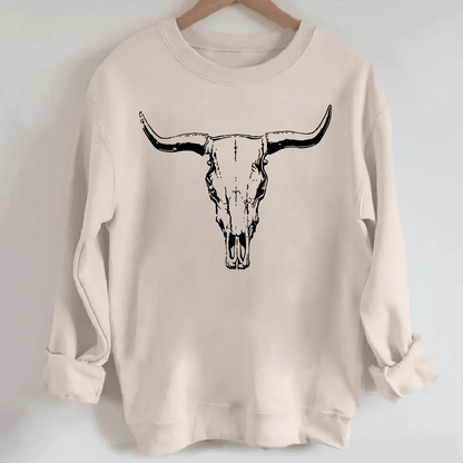Boho Cow Skull Western Cowboy Sweatshirt
