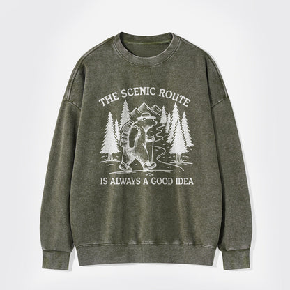The Scenic Route Is Always A Good Idea Washed Sweatshirts