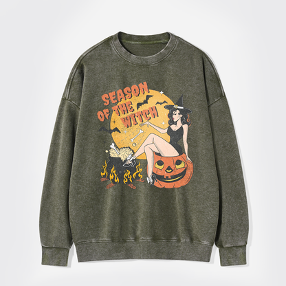 Season Of The Witch Halloween Washed Sweatshirts