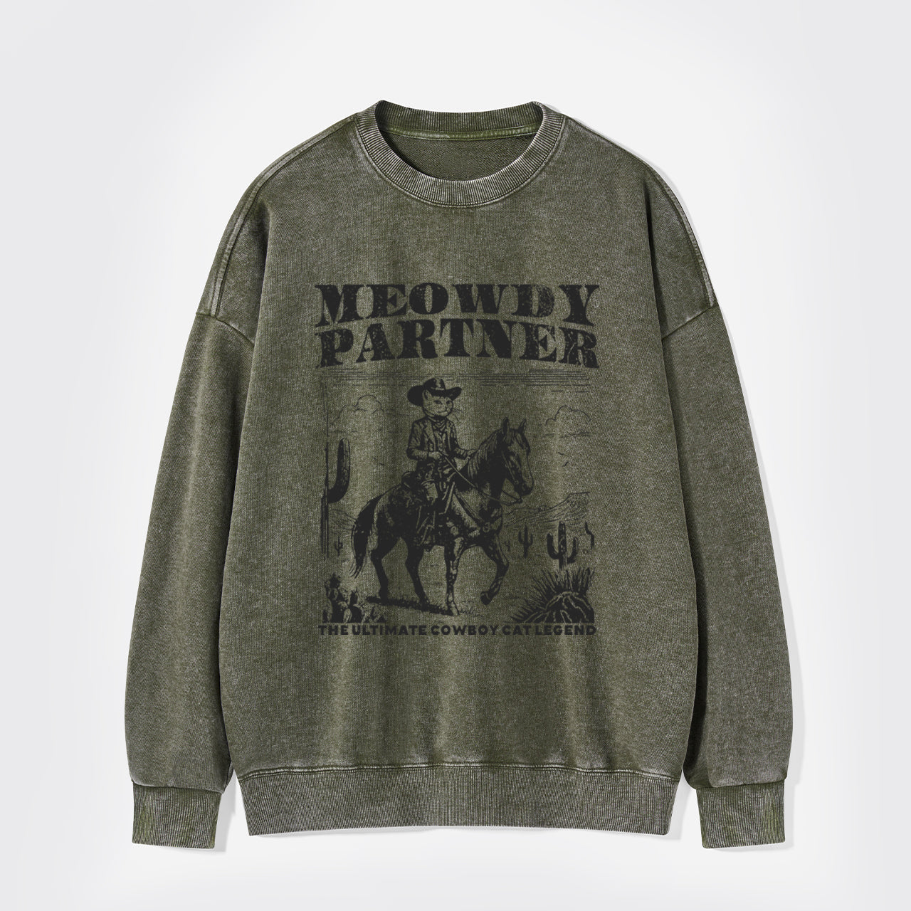 The Ultimate Cowboy Cat Legend Washed Sweatshirts