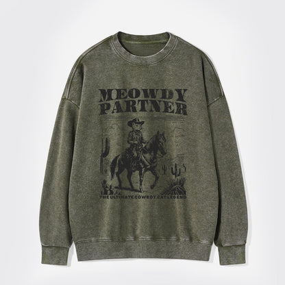 The Ultimate Cowboy Cat Legend Washed Sweatshirts