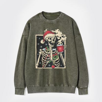 Dead Inside Skeleton Christmas Washed Sweatshirts