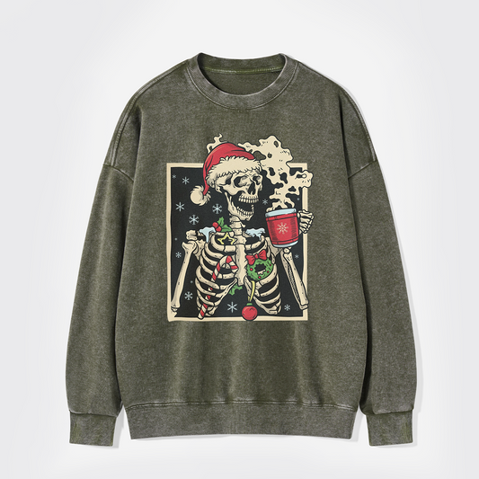 Dead Inside Skeleton Christmas Washed Sweatshirts