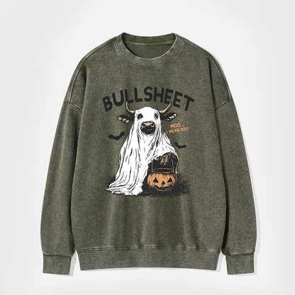 Funny Halloween Bullsheet  Washed Sweatshirts