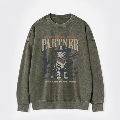 Meowdy Partner Cowboy Cat Washed Sweatshirts