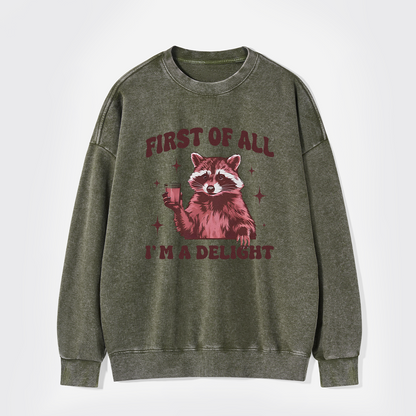 First Of All,I'm A Delight Washed Sweatshirts