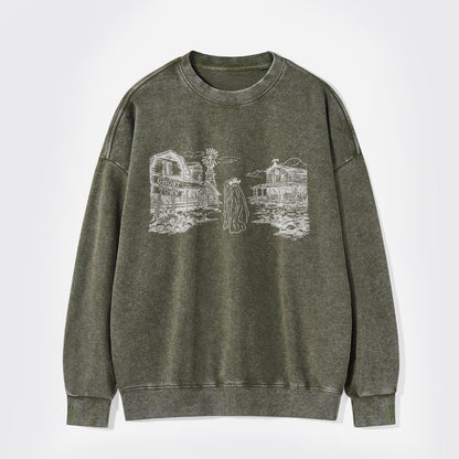 Western Halloween Ghost Town Washed Sweatshirts