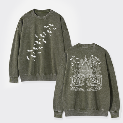 Haunted House,Welcome To Your Presence Washed Sweatshirts