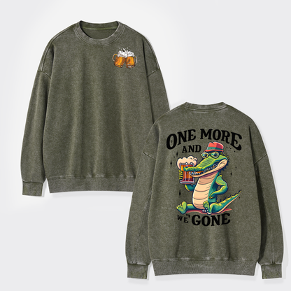 A Crocodile Drinking Beer Washed Sweatshirts
