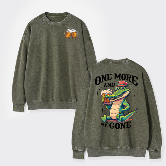 A Crocodile Drinking Beer Washed Sweatshirts