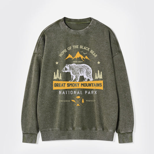 Great Smoky Mountains Home Of The Black Bear Washed Sweatshirts