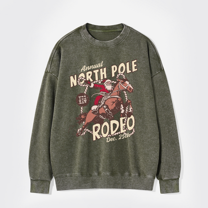North Pole Rodeo Crewneck Washed Sweatshirts