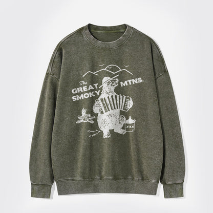 Smoky Bluegrass Grizzly Bear Washed Sweatshirts