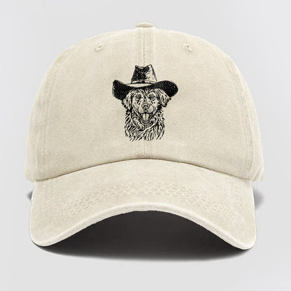 Cowboy Dog Washed Baseball Cap