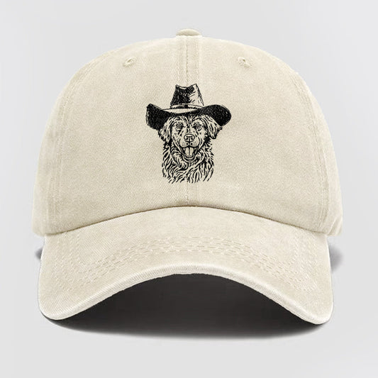 Cowboy Dog Washed Baseball Cap