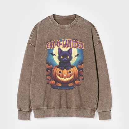Cat-O-Lantern Washed Sweatshirts