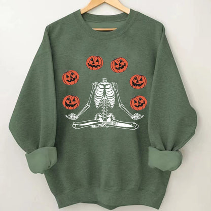 Pumpkin Skeleton Vintage Halloween Sweatshirt