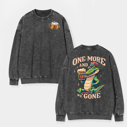 A Crocodile Drinking Beer Washed Sweatshirts