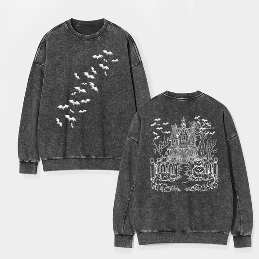 Haunted House,Welcome To Your Presence Washed Sweatshirts