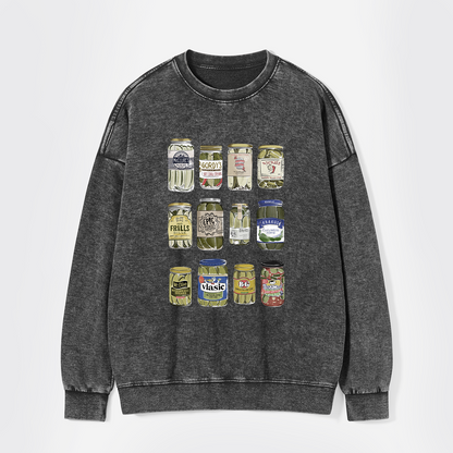 Vintage Canned Pickles Funny Washed Sweatshirts
