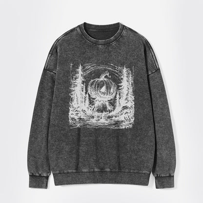 Horror Pumpkin Halloween Washed Sweatshirts