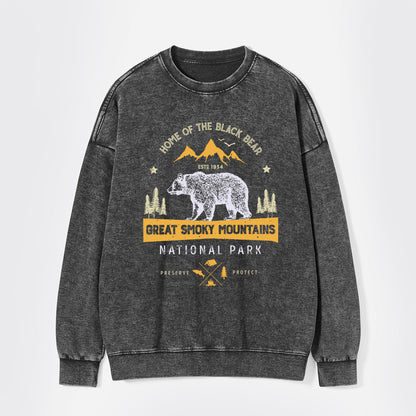 Great Smoky Mountains Home Of The Black Bear Washed Sweatshirts
