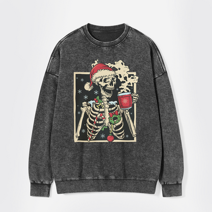 Dead Inside Skeleton Christmas Washed Sweatshirts