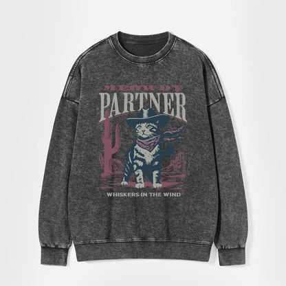 Meowdy Partner Cowboy Cat Washed Sweatshirts