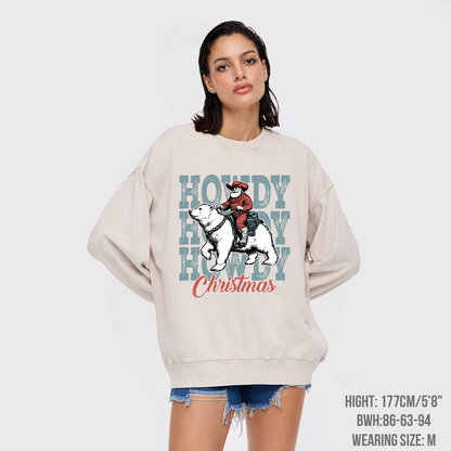 Santa Claus And Polar Bear Washed Sweatshirts