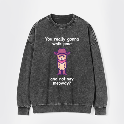 You Really Gonna Walk Past And Not Say Meowdy Washed Sweatshirts