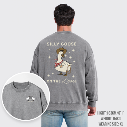 Retro Silly Goose On The Loose Washed Sweatshirts