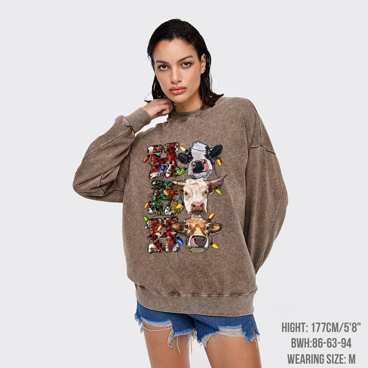 Ho Ho Ho Cows Washed Sweatshirts