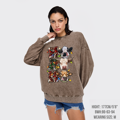 Ho Ho Ho Cows Washed Sweatshirts