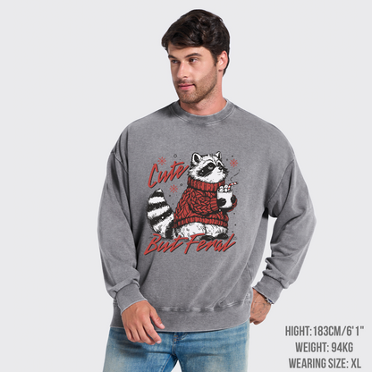 Funny Christmas Raccoon Washed Sweatshirts