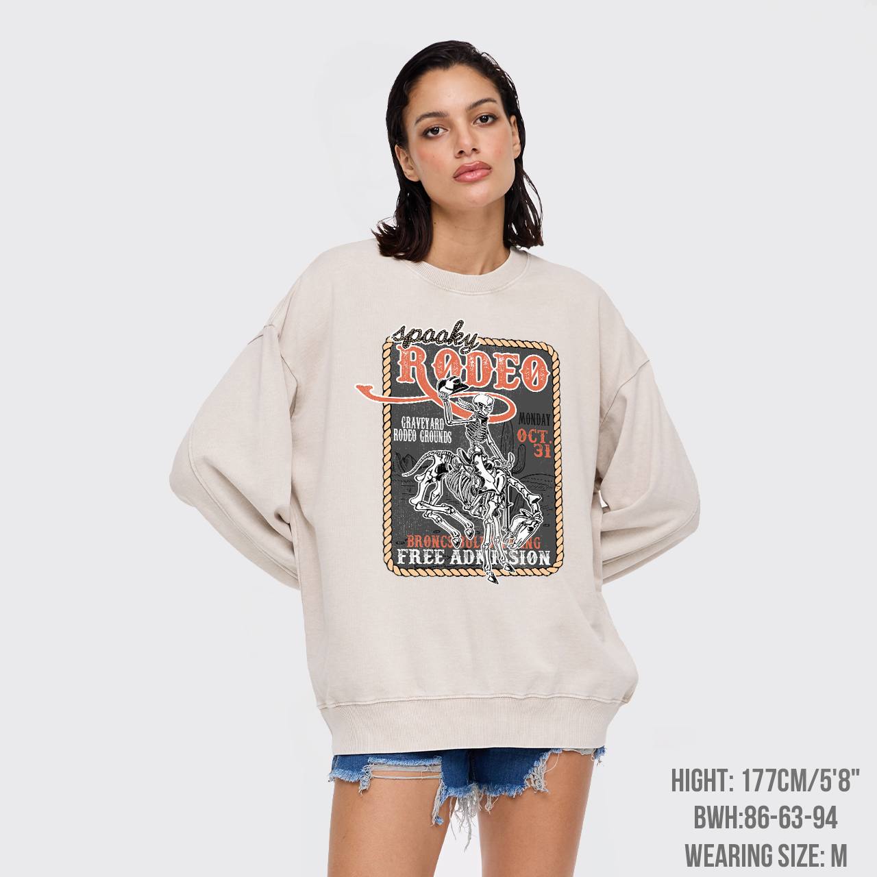 Funny Skeletons In Weird Rodeo Washed Sweatshirts