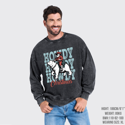 Santa Claus And Polar Bear Washed Sweatshirts