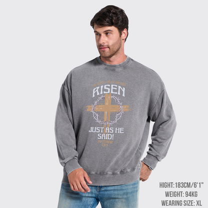 Retro He Is Not Here He Is Risen Washed Sweatshirts