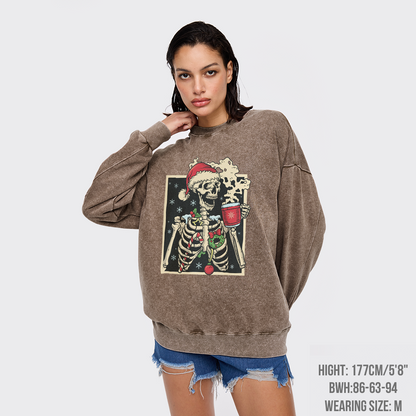 Dead Inside Skeleton Christmas Washed Sweatshirts