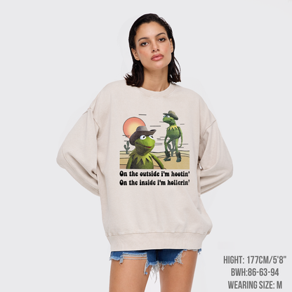 On The Outside I'm Hootin' On The Inside I'm Hollerin' Washed Sweatshirts